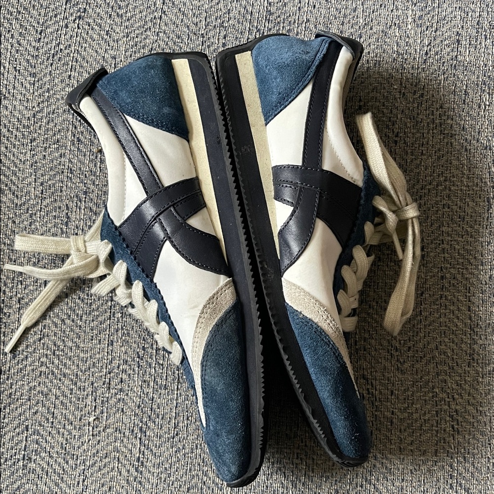Tory Burch Navy and White Suede-Trim Sneakers - Picture 12 of 16